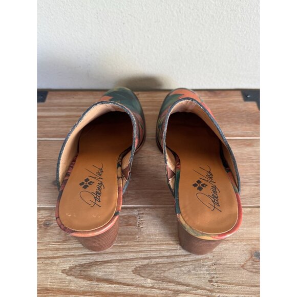 Patricia Nash NICIA Multi Color Oil Paint Floral Print Block Heel Mules Size 8 - Picture 9 of 13